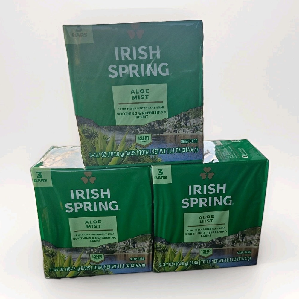 Irish Spring - Aloe Mist Bar Soap - 3 Pack (9 Bars Total)